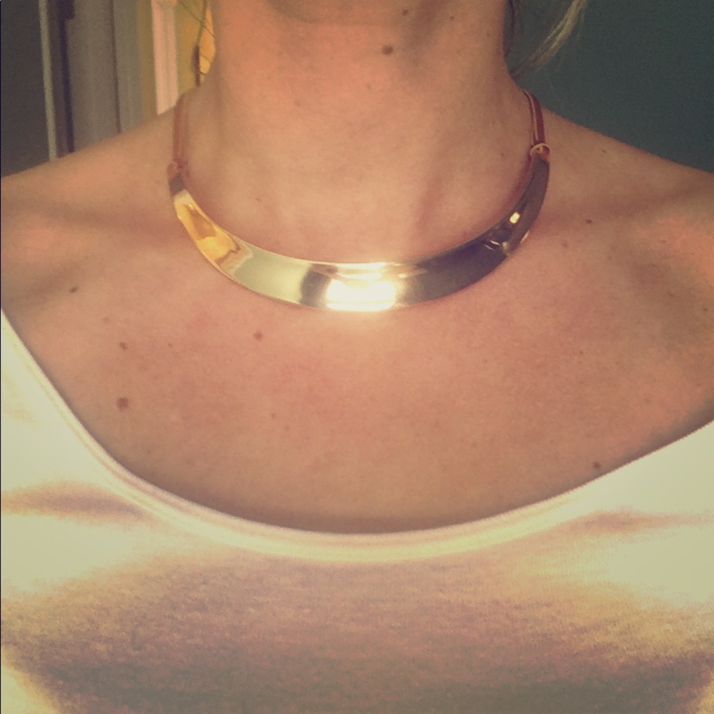 NWOT LOFT gold and brown leather adjustable choker